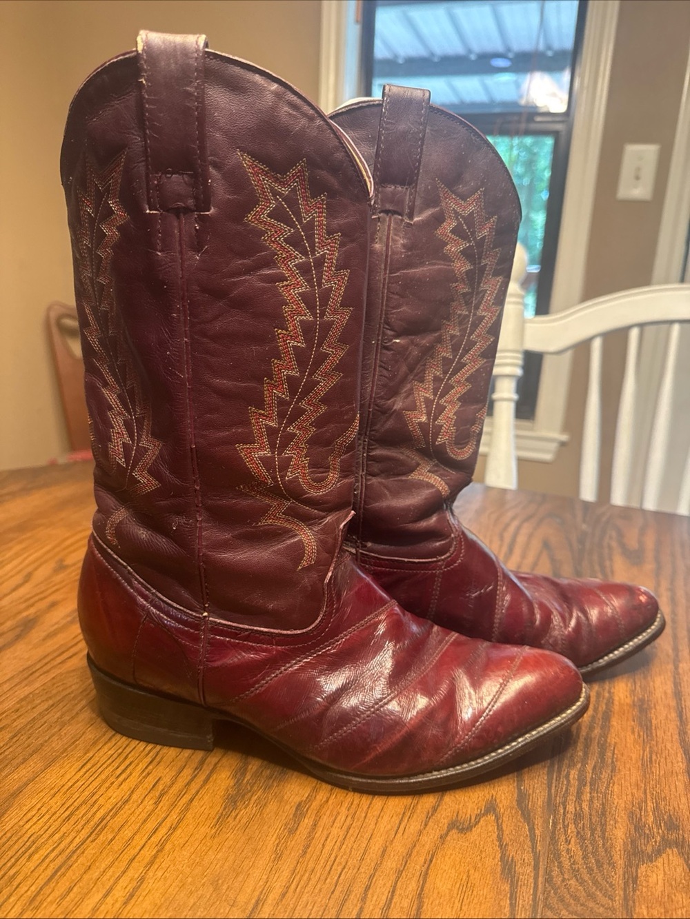 JEVER BOTAS Mens Cowboy Boots Exotic Fine Cognac Brown Eel Skin Western Size 11